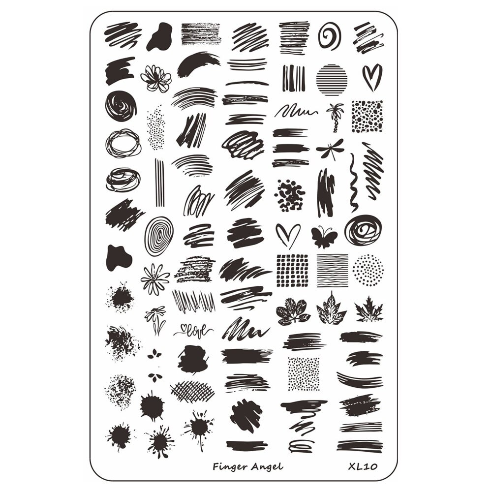 Finger Angel Flowers Leaves Nail Stamping Plates Line Geometric Stripe Face Image Printing Templates For Manicure Decorations: Fnger Angel XL10