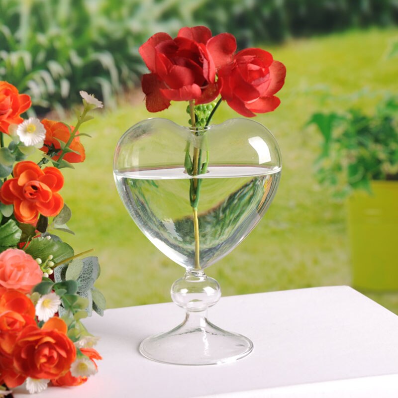 Glas blomkrukor plantera hjärta glasvas stående heminredning blomvas skrivbord dekorativ vas bröllopsfest dekor vaso