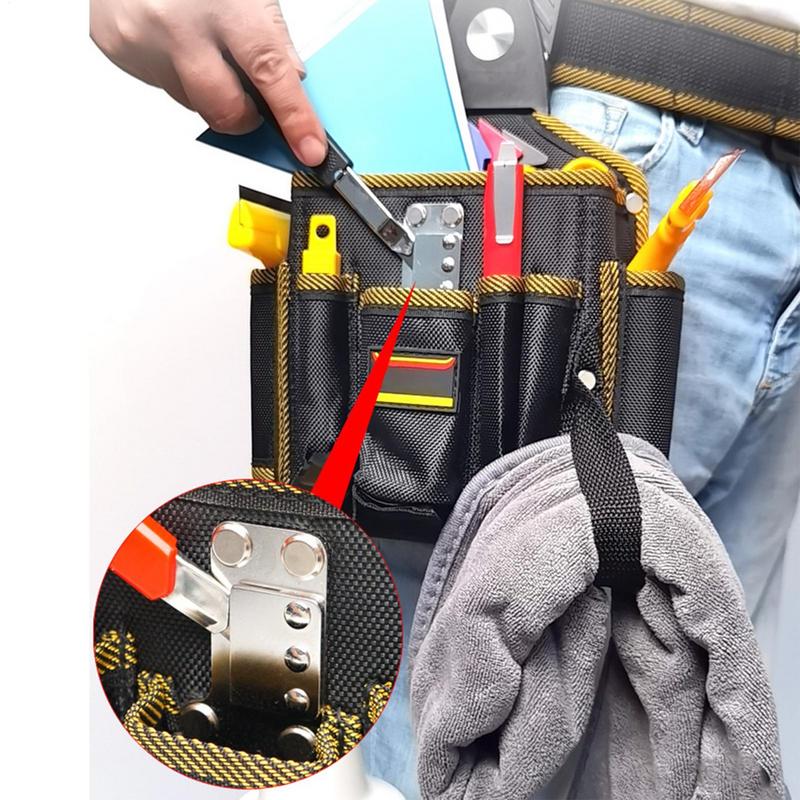 Bolsa de herramientas de cintura para electricista, bolsa organizadora de herramientas para técnico con múltiples bolsillos, funda ligera para cinturón de carpintero de gran capacidad