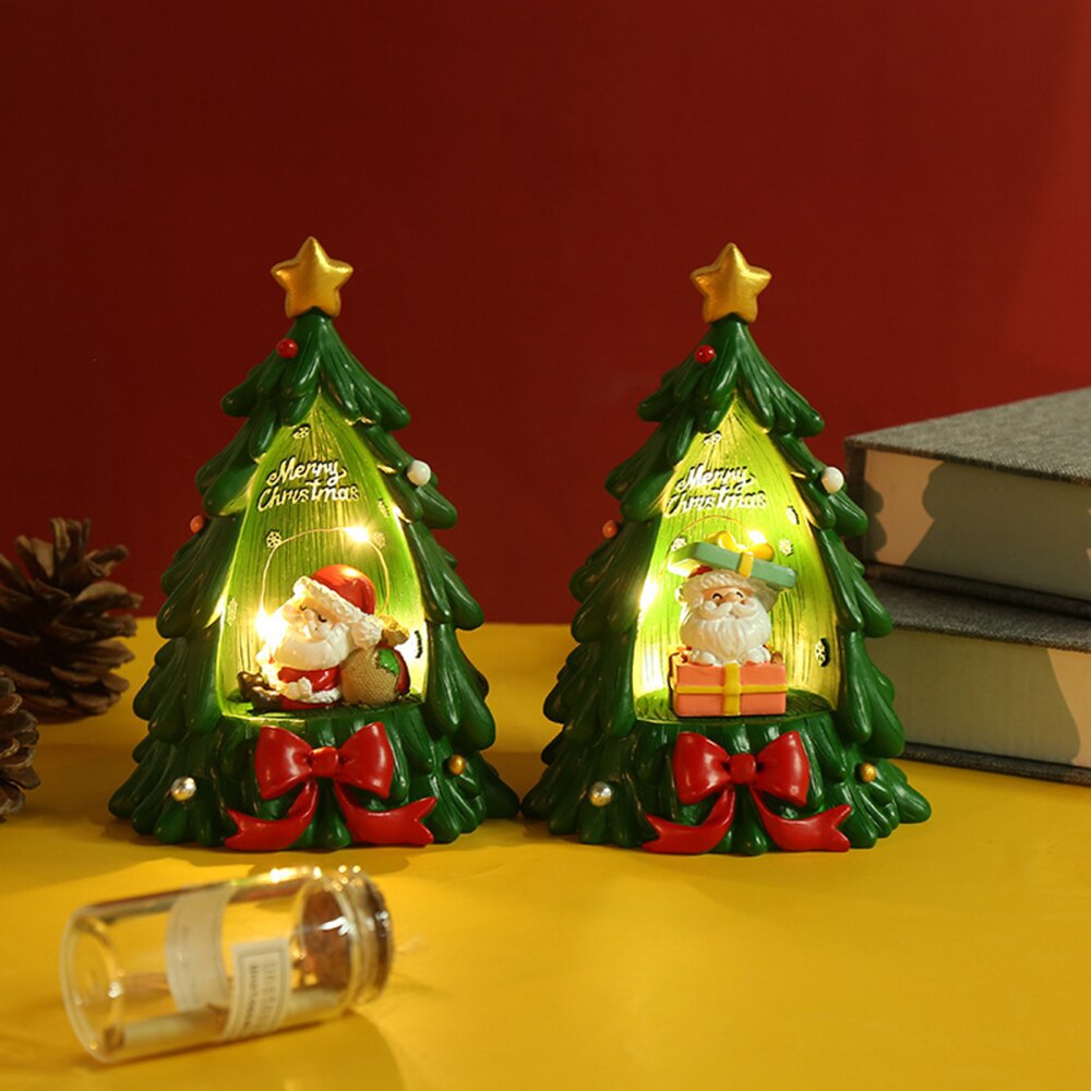 Christmas Santa Tafel Boom Ster Lichten Lamp Grote Tafelblad Kantoor Xmas Decoratie Pvc Wit Hout Thuis Ornamenten