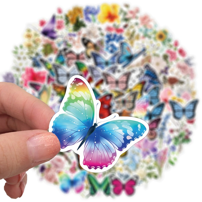 10/50/100 pièces papillon fleur Graffiti autocollants dessin animé guitare coque de téléphone Pad valise tasse Scrapbook journal Skateboard voiture