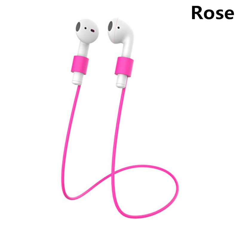 Correa para Airpods, cuerda antipérdida para Airpods, cordón de silicona para Airpods, compatible con cuerda para Airpods, almacenamiento de auriculares antipérdida: Rojo rosado