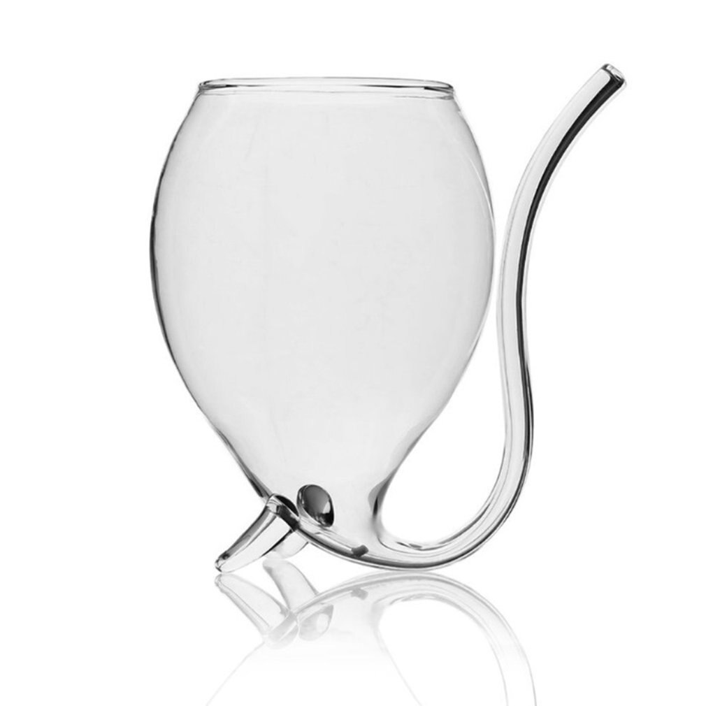 1pc 300ml Diablo rojo vino de vidrio transparente taza con construido en tubo para beber paja taza de agua para la casa Bar Hotel