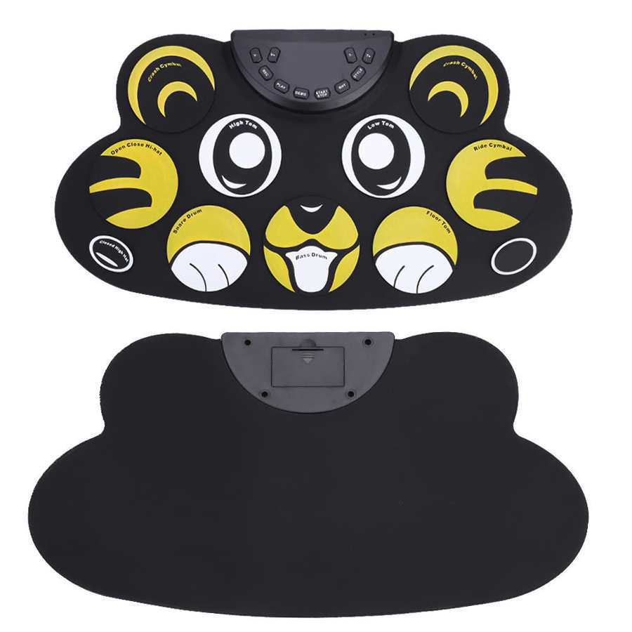 Portable Roll-Up Electronic Pad Kit with Pedals Sticks Accessory Set