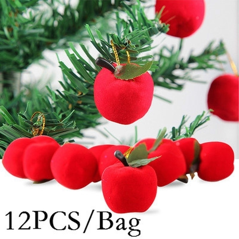 12 Stks/zak Kerst Decoratie Red Apple Hanger Kerstboom Kerstversiering Levert