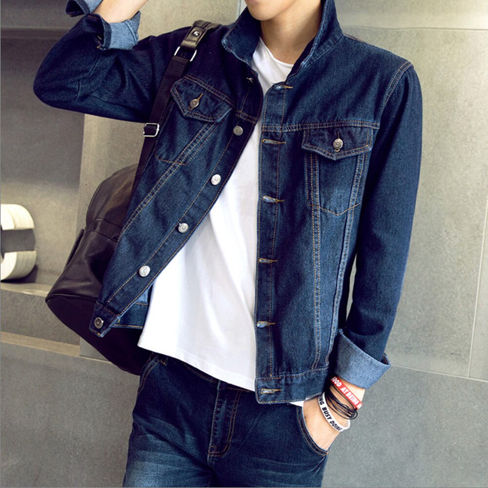 2022 Long-sleeve Autumn Denim Jacket Male Teenager Student Jacket Korean Style Trendy Slim Youth Clothes Men's Clothing