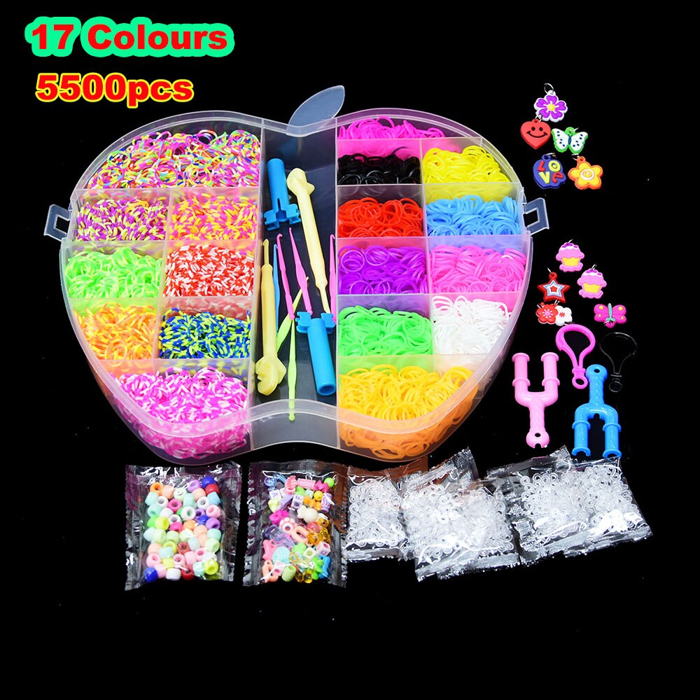 10000pcs Loom Rubber Bands Kits Beads Toys Set Hand Knitting Machine Handmade DIY Rainbow Weave Color Bracelet Girl: 2