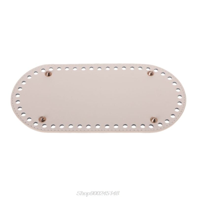 1 pc ovale lange bodem voor breitas pu leer 60 gaten damestassen handgemaakte diy knutselvervangingstas  jy18 20: Beige