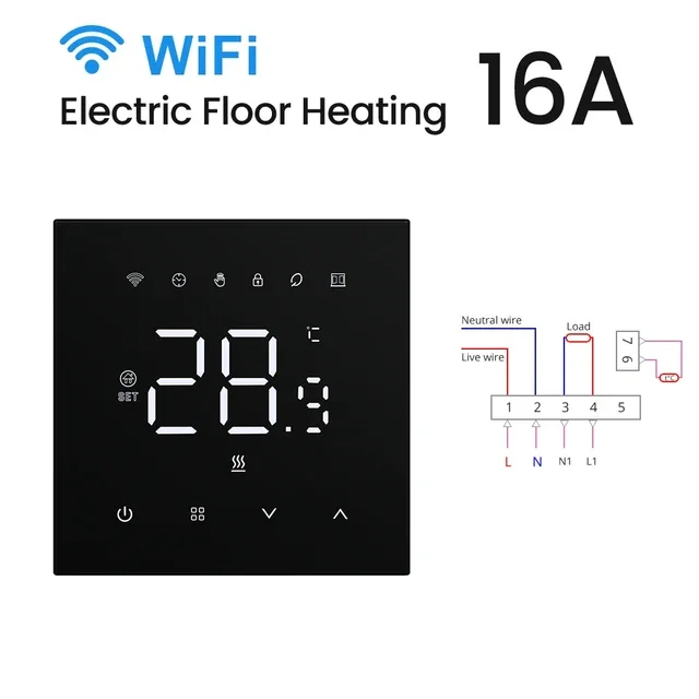 MIUCDA Tuya Wifi Thermostat intelligent chauffage électrique eau chaudière à gaz régulateur de température fonctionne avec Google Home Alexa Alice: Black