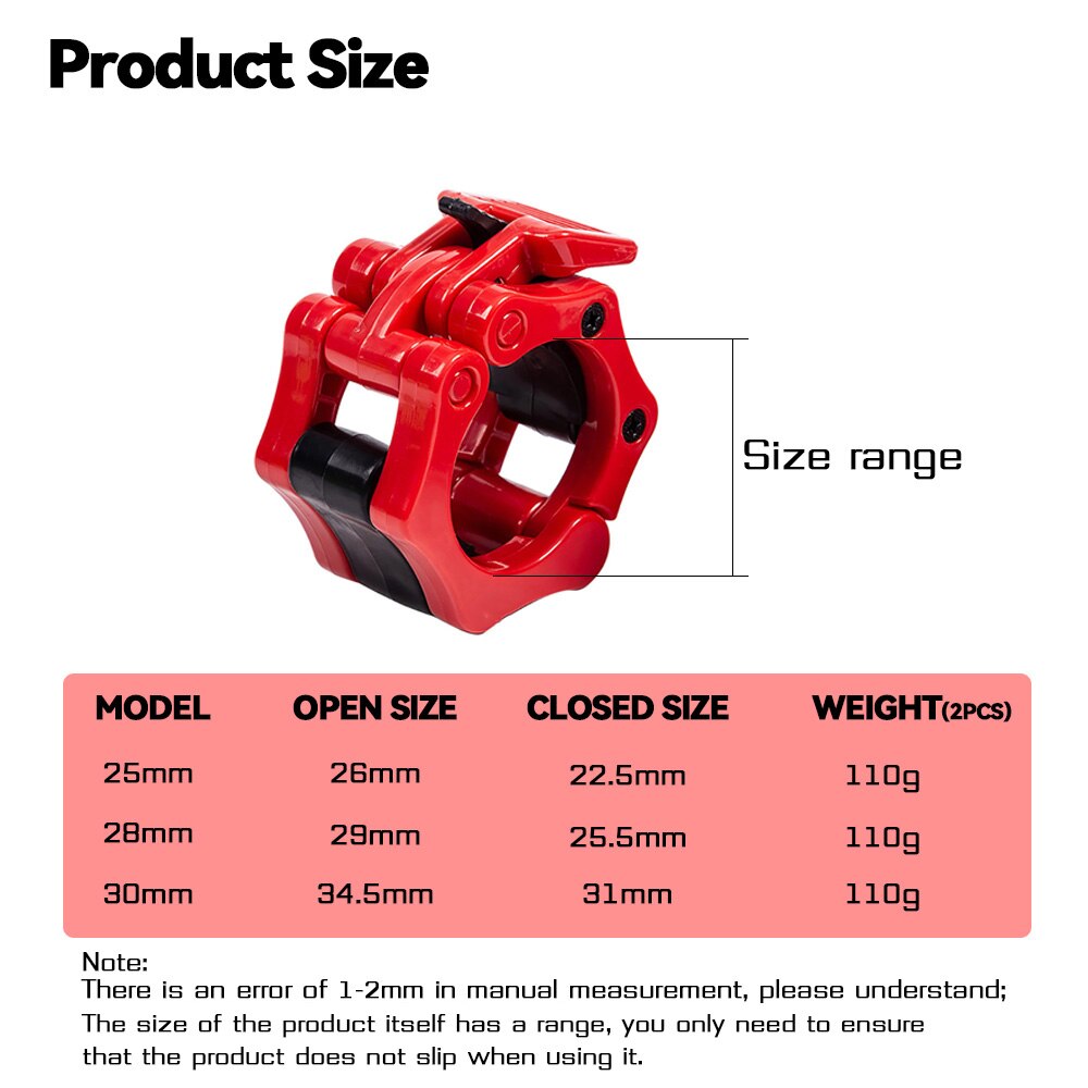 25mm 28mm 30mm Spinlock Collars Barbell Collar Lock Dumbell Clips Clamp Weight Lifting Bar Gym Dumbbell Fitness Body Building