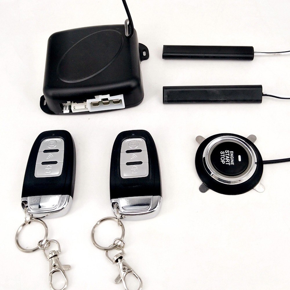 9Pcs Car SUV Switch Keyless Entry Engine Start Alarm System Push Button Remote Starter Stop Auto Anti-theft System