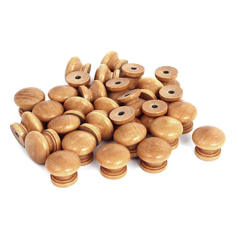 30 pcs furniture drawer door cabinet wood round knob pull handle: Default Title