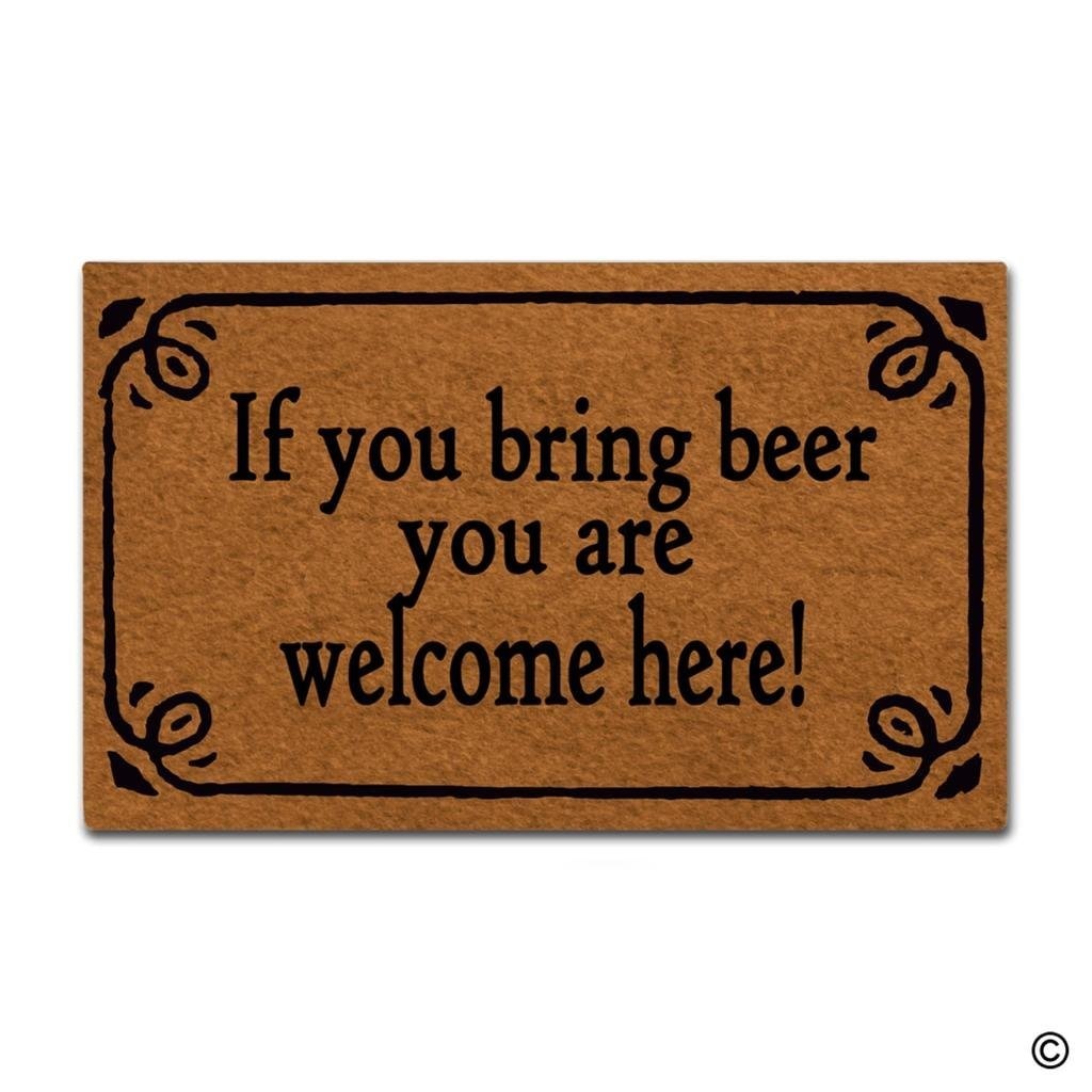 Deurmat entreemat grappige deurmat als je bier meeneemt ben je hier welkom antislip deurmat machinewasbaar non-woven stof