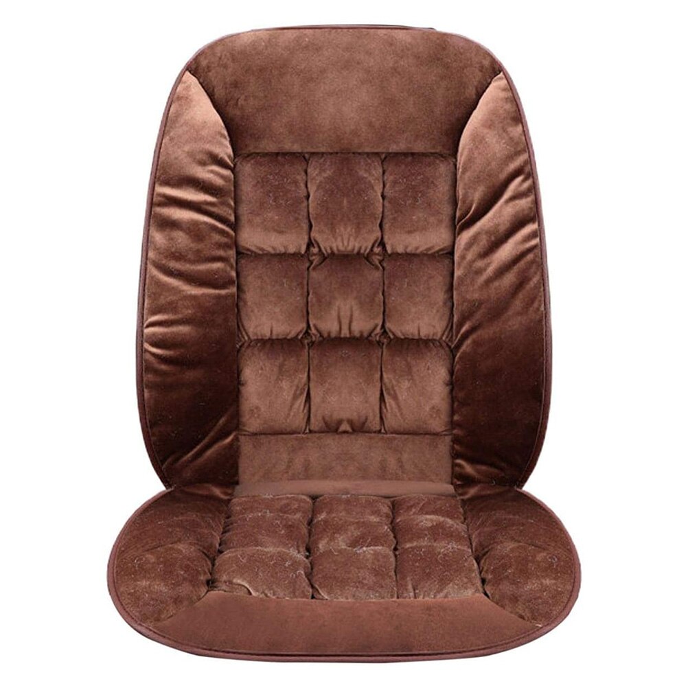 Winter Car Seat Cover Seat Cushion Plush Square Pad Thickening Plush Cushion Seat Protector For Car Interior Truck Suv Van: Coffee