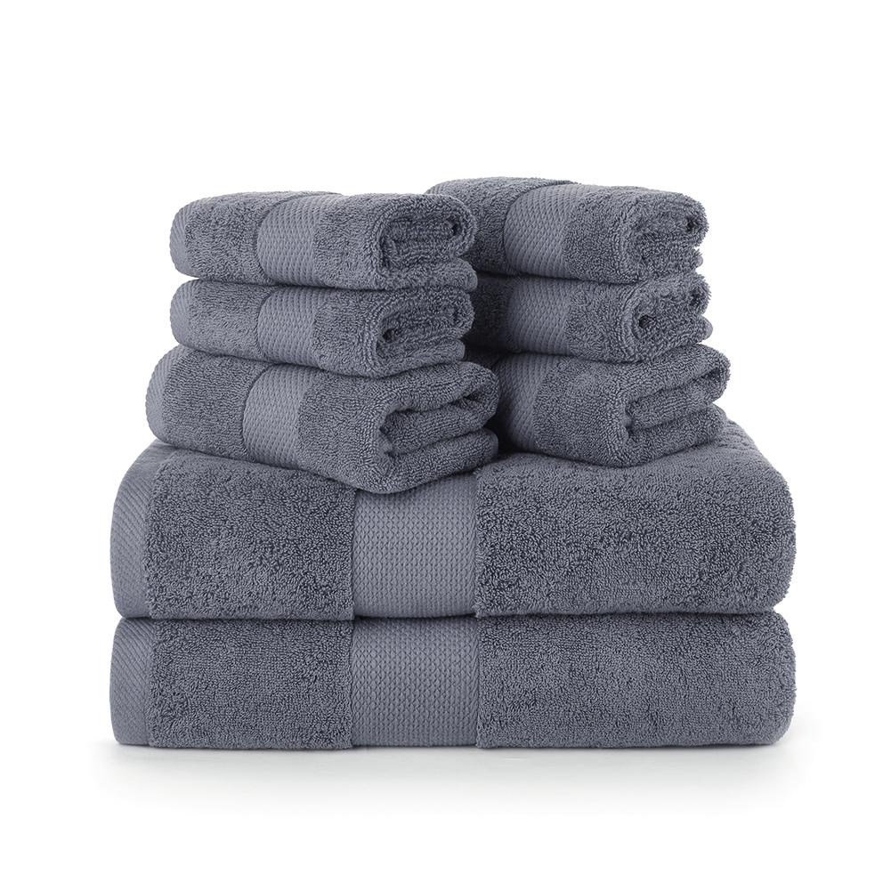 Katoen Zeer Absorberend 8 Stuk Badhanddoek Set Met 2 Badhanddoeken En 2 Handdoeken En 4 Basten voor Badkamer Douche: Dark Grey