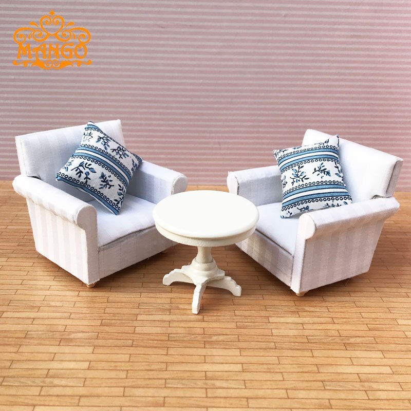 1:12 dukkehus miniatyr stue møbler enkel sofa sofa lenestol inkludert pute