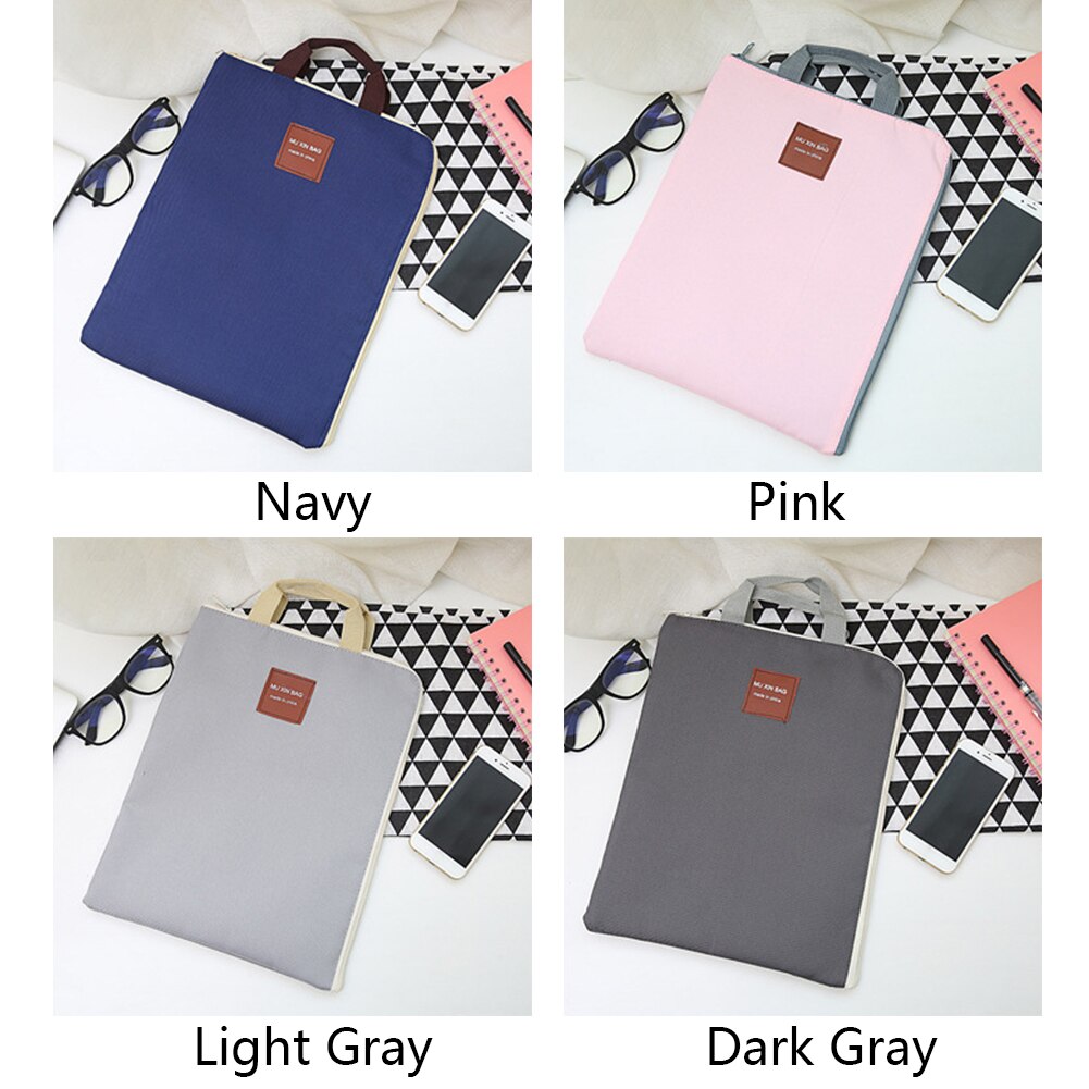 A4 With Handle Stationery Portfolio Portable Organizer Double Layer Nylon File Pocket Document Bag School Office Folder Zipper