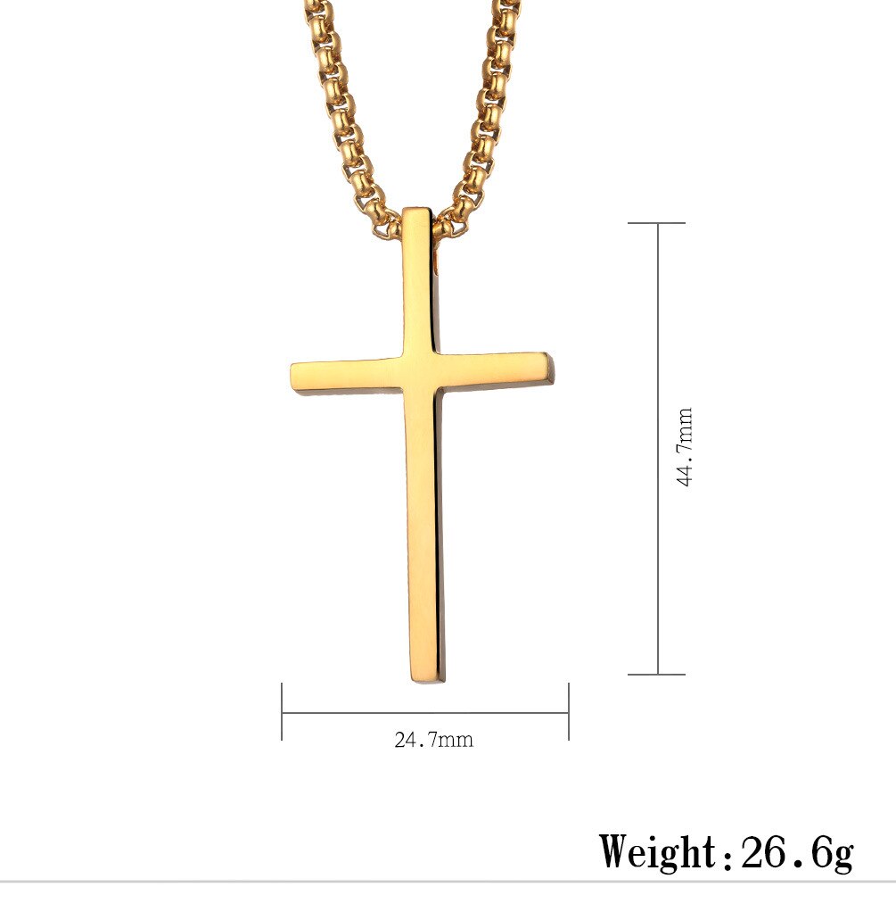 Men's Necklace Cross Pendant Christian Stainless Steel 24Inch Chain Link Crucifix Necklaces Male Jewelry
