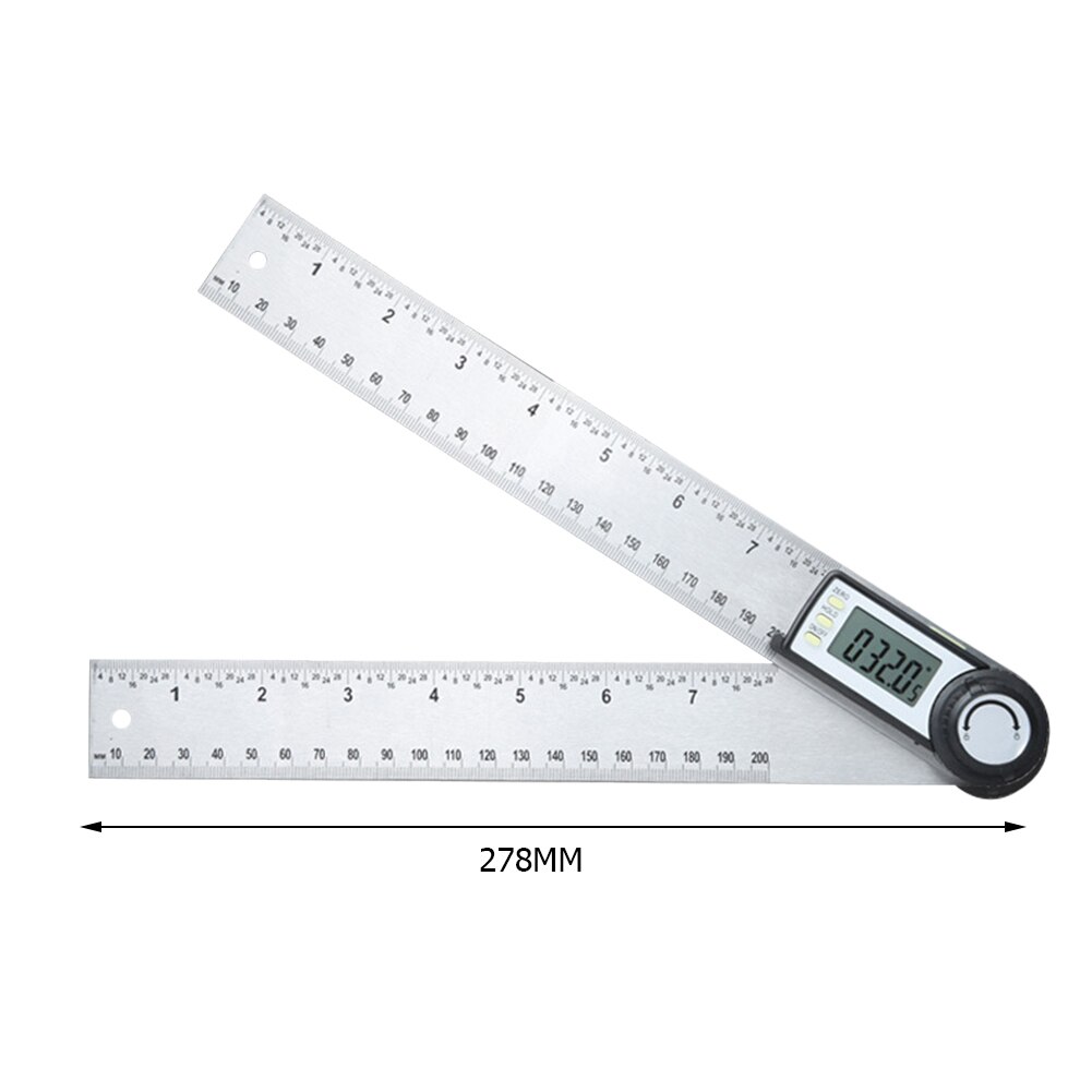 LED Digital Angle Finder Protractor with Horizontal Vertical Bubble for Carpenters Woodworkers Digital Goniometer Inclinometer: Black 200mm