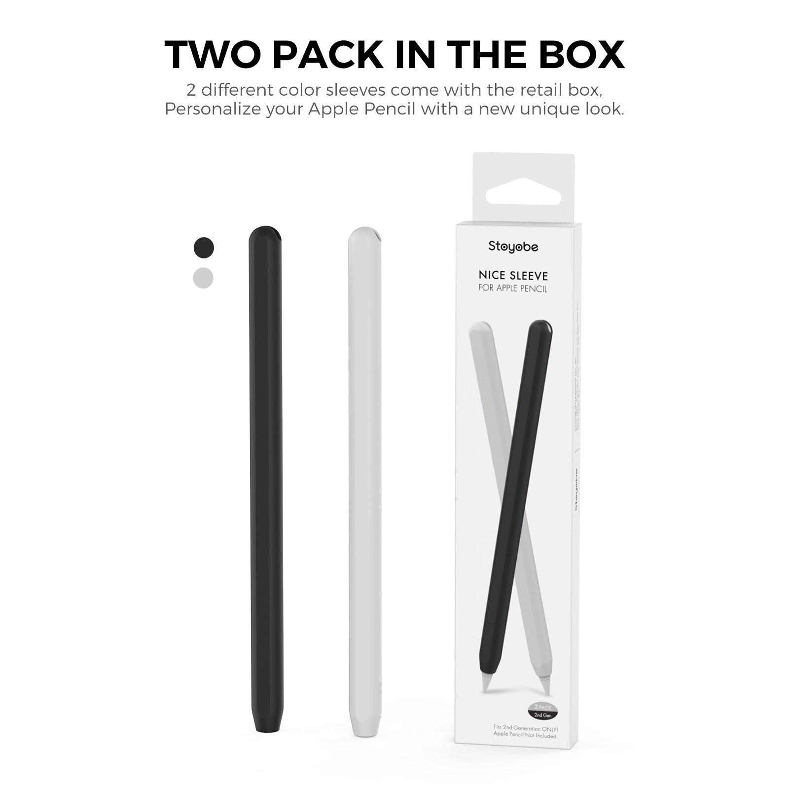 Voor Apple Potlood 2 Case Etui Voor Apple 2nd Gen Tablet Touch Stylus Pen Beschermhoes Pouch Draagbare Zachte siliconen Case: black white