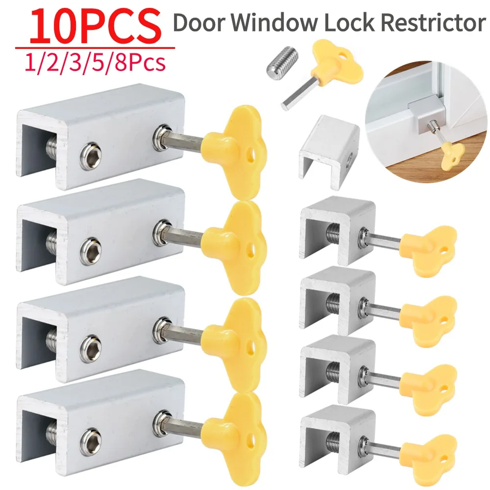 1-10 Stuks Verstelbare Raamvergrendeling Stopper Veiligheidssloten Restrictor Voor Baby Kids Non-Punch Schuifdeur Raam Limiet Hardware
