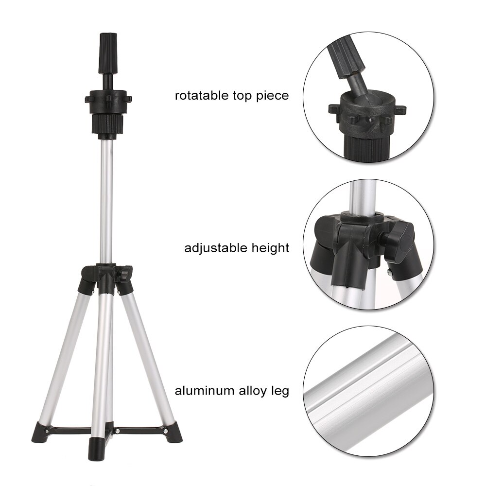 Mini pruik standaard, verstelbare driepoot standaard, haarverzorgingstraining mannequin hoofd houder, trainingshoofd houder, nep hoofd mal standaard: 4