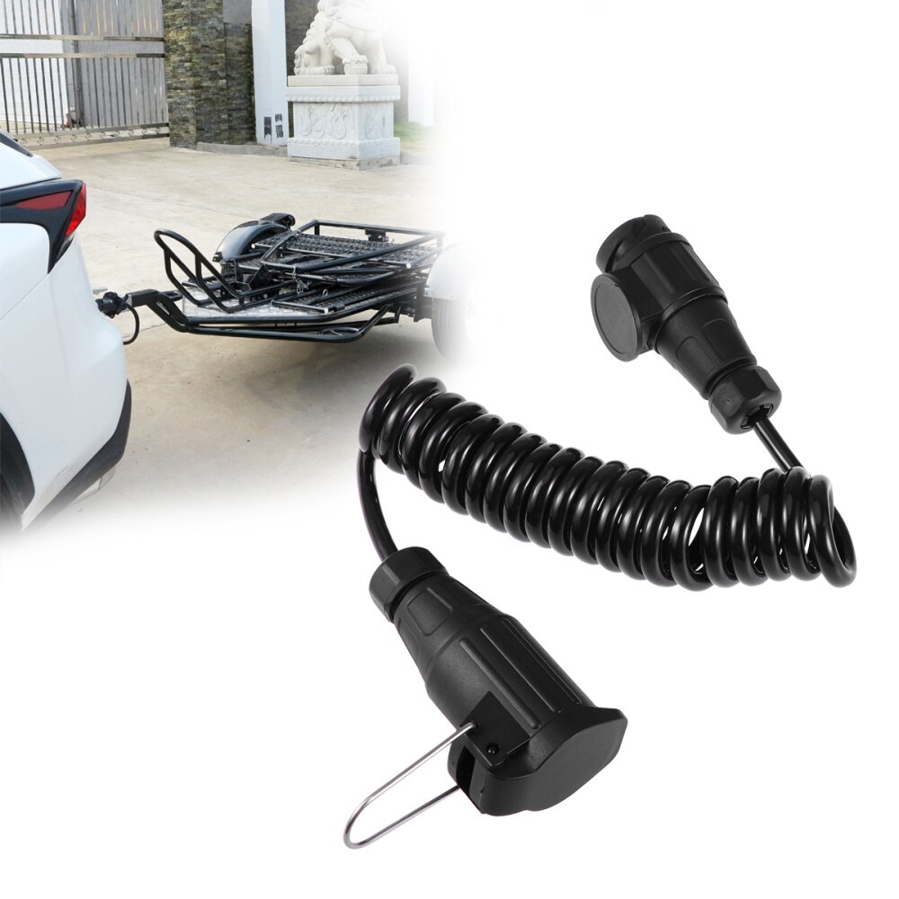 1pc Spring Coiled Cable 2 Meters 12V Durable Premium Trailer Plug for Vehicle Car