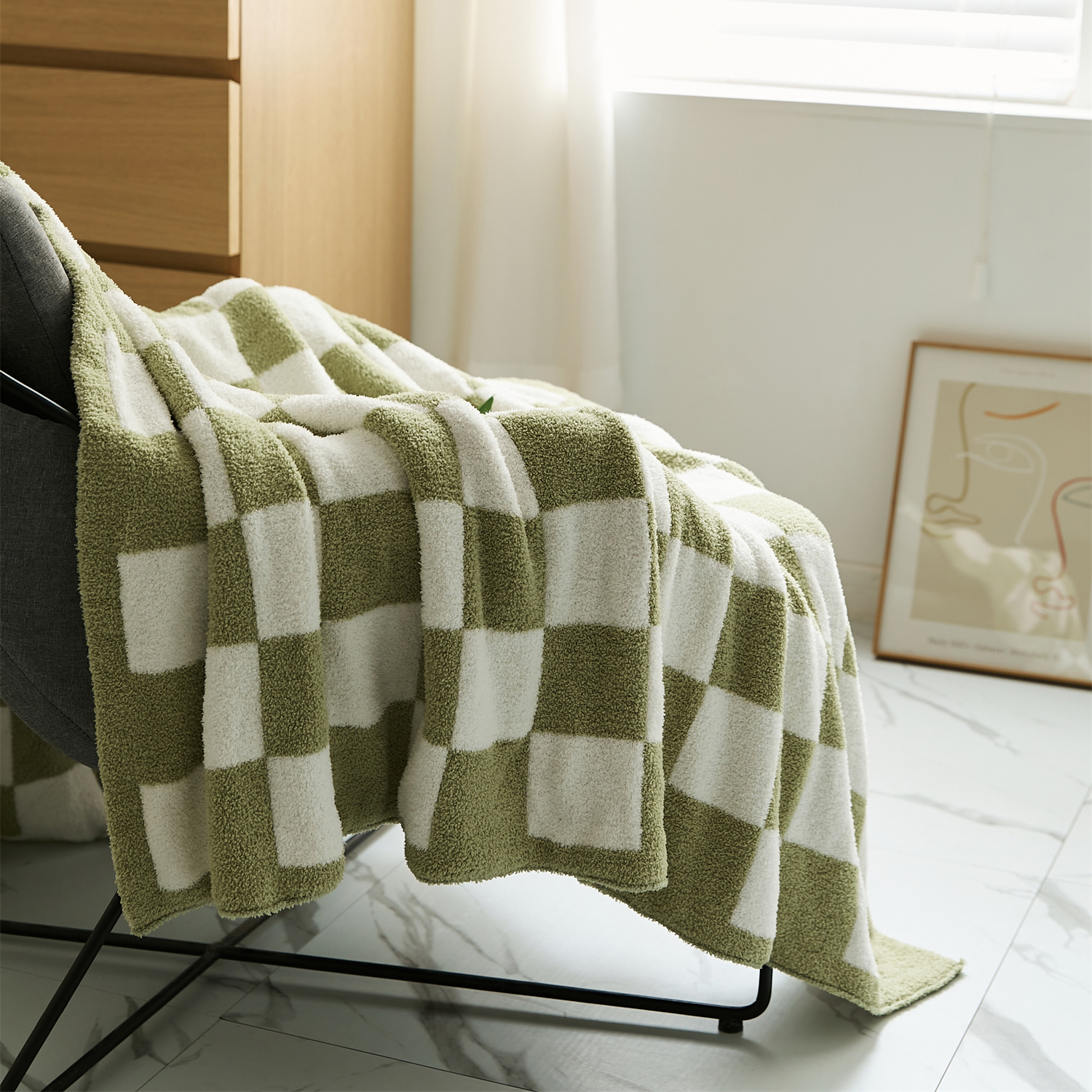 Yiruio skakbræt-tæppe superblødt og hyggeligt, udsøgt mikrofiber duntæppe, sengetæppe