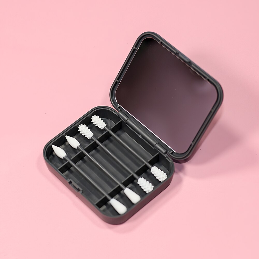 Coton-tiges réutilisables en Silicone, 4 pièces, bâtonnets avec miroir pour le nettoyage des oreilles, cosmétiques