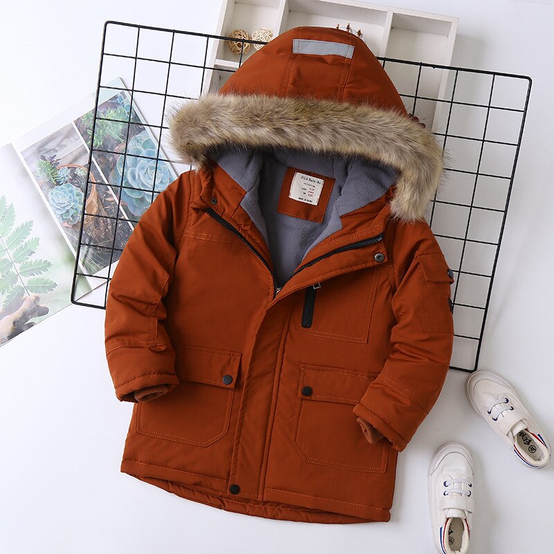 Menino parkas casaco de inverno para o bebê menina zíper com capuz estilo europeu crianças menino parkas: red / 130
