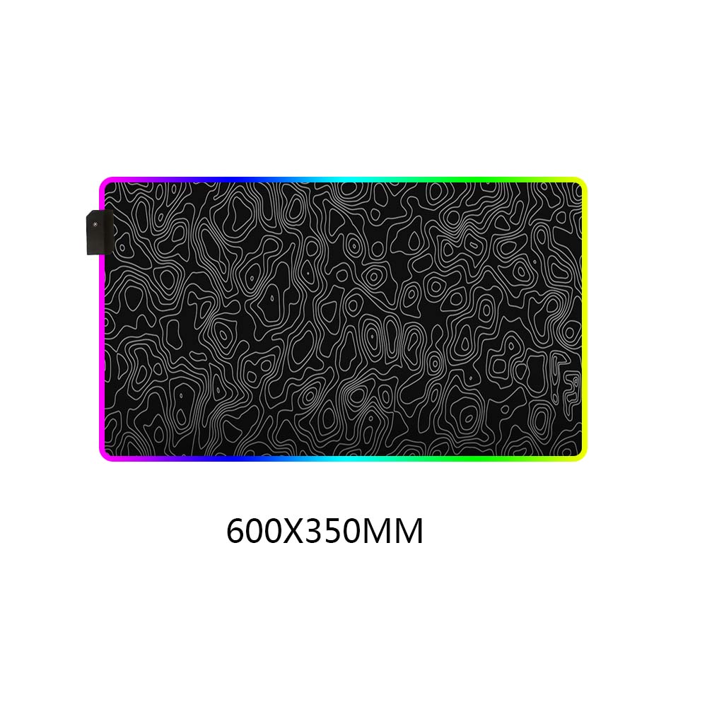 Schwarz Welle Muster Mauspads Speed Version oder RGB Leuchtenden Typ Computer Laptop Mäuse Pad Gaming Zubehör: RGB 350X600X3MM