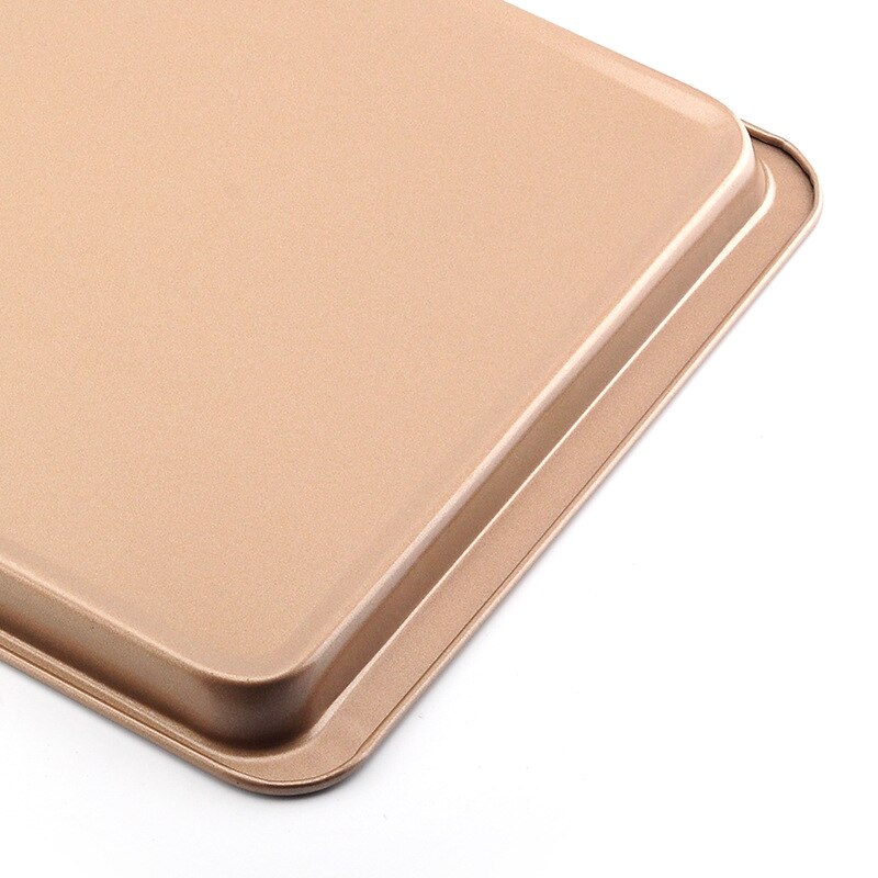 AIWILL 14 Inch Rectangular Gold Carbon Steel Non-Stick DIY Cake Biscuit Baking Oven Baking Shallow Chassis Baking Tools