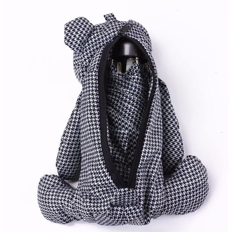 FGHGF Ultra Light Mini Bear Pocket Umbrella For Women Children Manual 5-fold Parapluie Cute Grid Little Beach Parasol