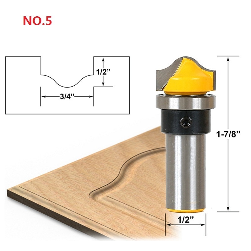 NO.1-10 Frees voor Hout 1/4 ''Schacht Tong Groove Frezen Boren Frezen Carving Set Floor Houtbewerking: NO.5