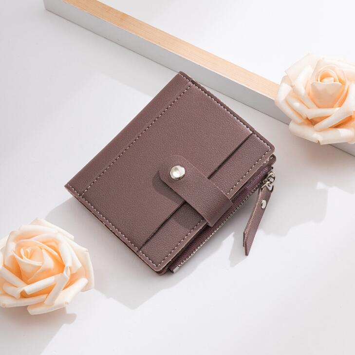Dames korte portemonnee koreaanse ultradunne portemonnee voor meerdere kaarten zachte pu-munten portemonnee: Paars 