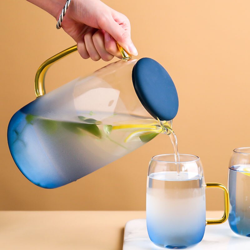 Water Jug Glass Water Pitcher Home Use Kettle Tea Pot Glass Water Jug With Handle for Boiling Cold Drink Ware Glass Pitcher