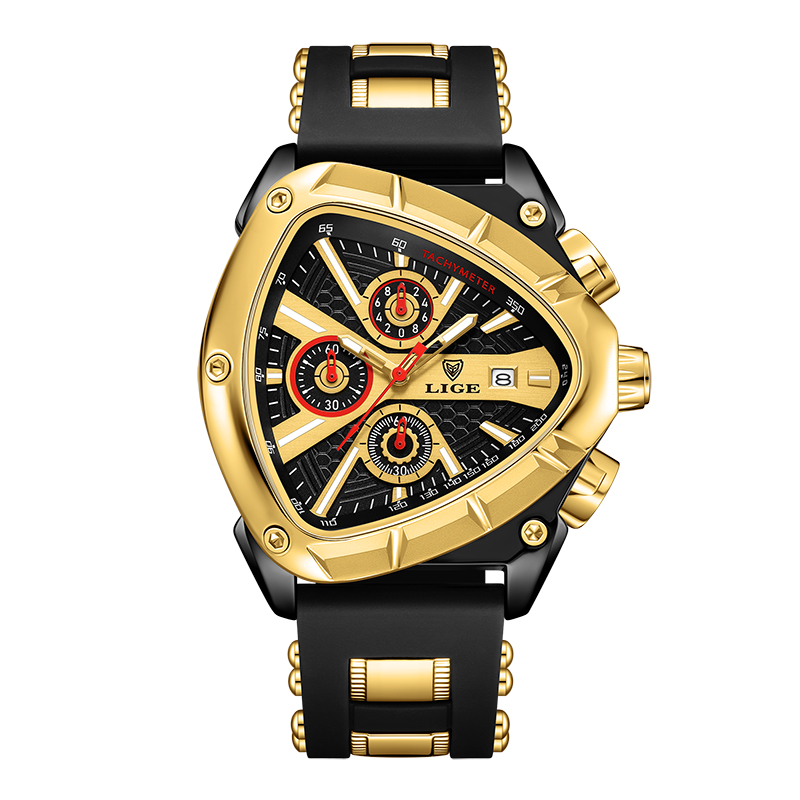 Reloj LIGE Original de lujo para hombre, relojes de pulsera deportivos impermeables de cuarzo para hombre, relojes de pulsera de negocios con esfera grande, reloj Masculino + caja: Bronze