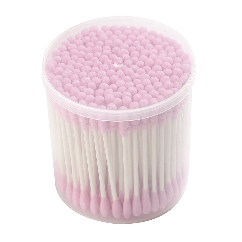 200Pcs Sharp Round Spiral Head Cotton Swabs 12 Colors women Makeup Cotton Buds Tip Nose Ears Cleaning Health Care Tools: Pink 1