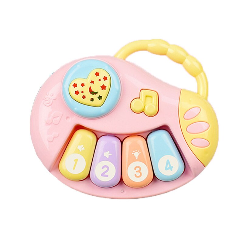 Kleurrijke Projectie Muzikale Baby Rammelaars Speelgoed Knipperende Hand Bells Baby Speelgoed Zuigeling Digitale Grafische Cognitie Educatief Speelgoed: Pink music piano