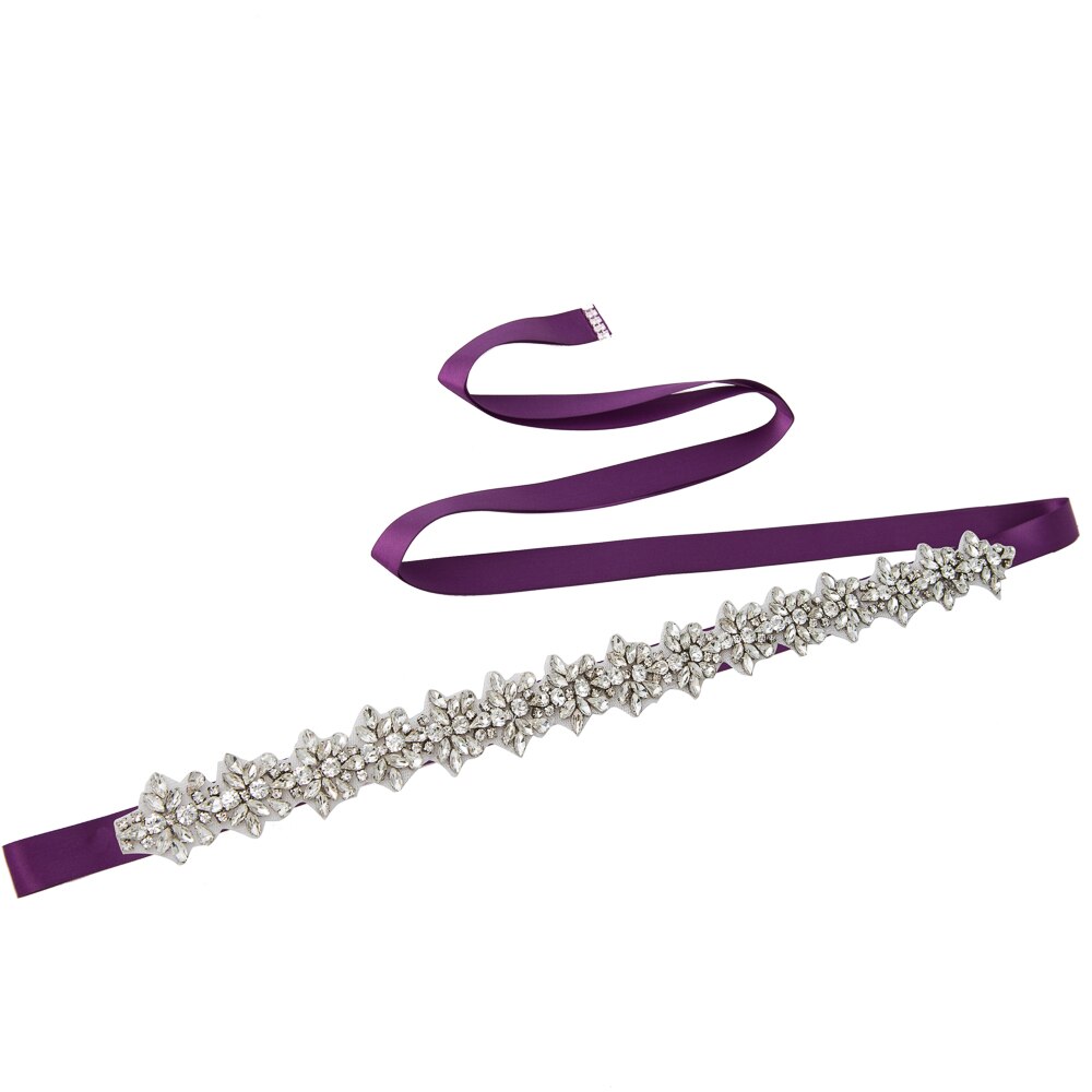 Trixy S269-S Bruiloft Riemen Zilveren Diamanten Riem Verbazingwekkende Crystal Rhinestone Riem Glanzend Bruids Riem Bruiloft Sjerpen Jeweled Riem: voilet