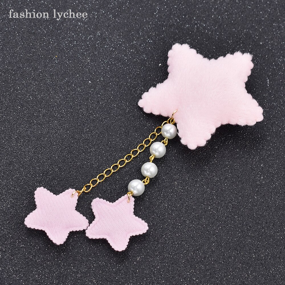 Grampo de cabelo da moda, grampo de cabelo de estrela para meninas lolita com borla longa, pingente de pérolas artificiais, decoração do cabelo