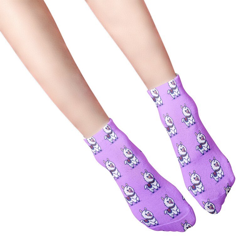 Cute Crew Cartoon Socks Women Animals Alpaca Patterned Socks Happy Korea Harajuku Kawaii Socks For