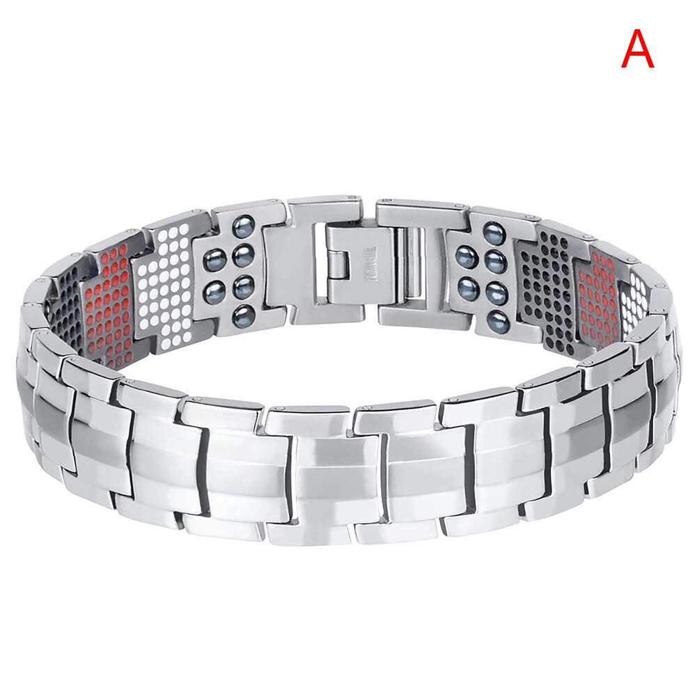 Newly Electroplated black 4-IN-1 Anion Magnetic Bracelet 591 Elements Titanium Men Bracelets: a