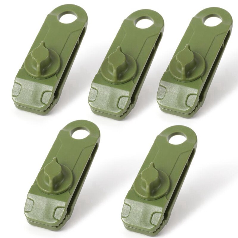 5 stück planenclips, markisen- und zeltclips, zurrschnallen, nylon-outdoor-campingmarkisenhaken, windfestes seil, widerhakenclip, zeltzubehör: Grün