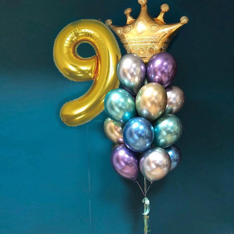 Ballons couronne en aluminium, décorations d'anniversaire pour fête d'anniversaire, chapeau de princesse et de dessin animé pour bébé: Number 9