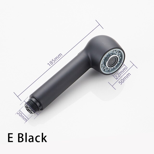 ABS Kitchen Tap Pull Out Parts Kitchen Faucet Replacement Parts Faucet Accessorie Spouts Kitchen Faucet Nozzle,Small shower head: E black