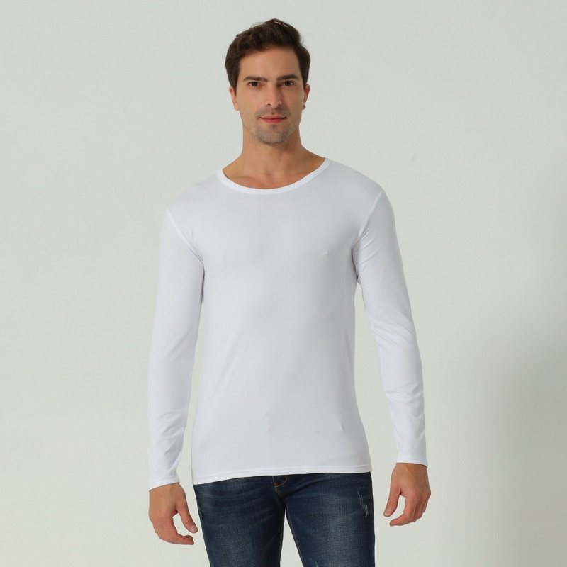 Hvid langærmet modal mænd t-shirt gym fitness mand t-shirts sportstøj mand camisas størrelse s -4xl 9107#