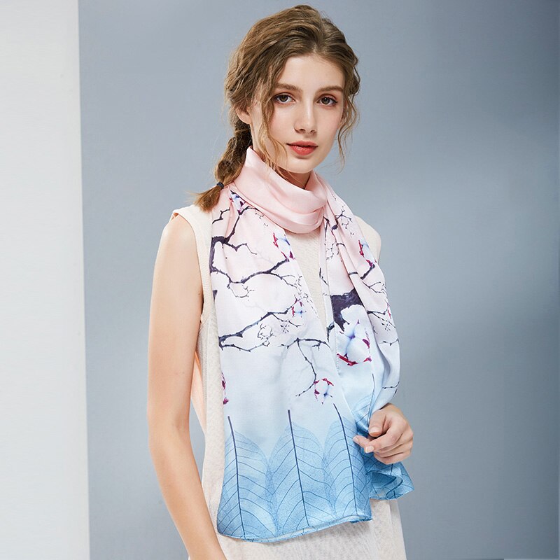 100% reine Seide Schal Damen Luxus Echt die Seide wickelt für Frauen drucken Tücher Foulard Femme Natürliche Seide schals: Farbe 6