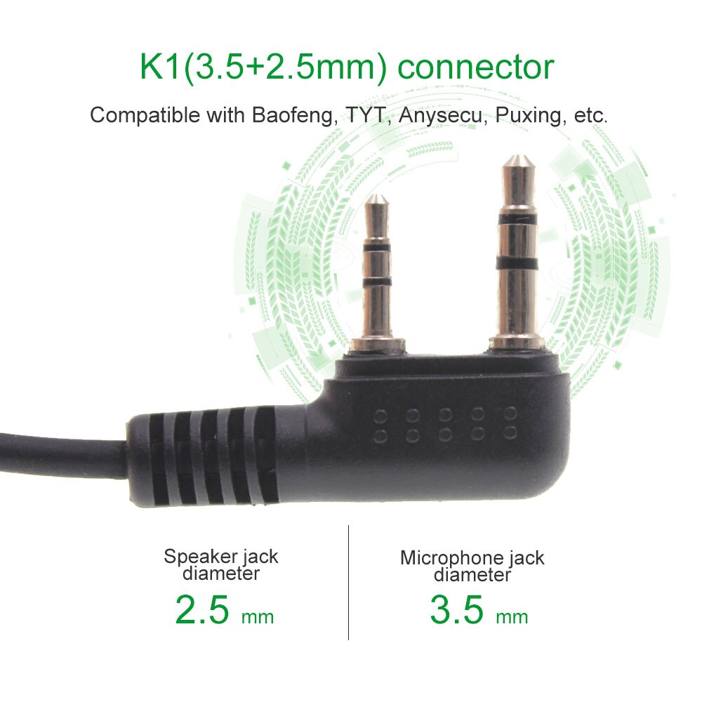 2 uds tubo de aire G auricular AT-G2.0-K1 Cable de tubo de aire auricular K1 para Walkie Talkie UV-82 UV-5R BF-888S KD-C1plus K1 macho Radio