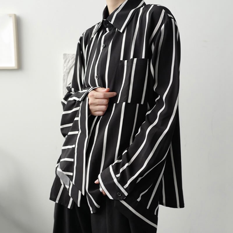 XITAO, camisa a rayas para mujer, otoño , informal, estilo, temperamento que combina con todo, Cuello de camisa de manga larga ZP2045